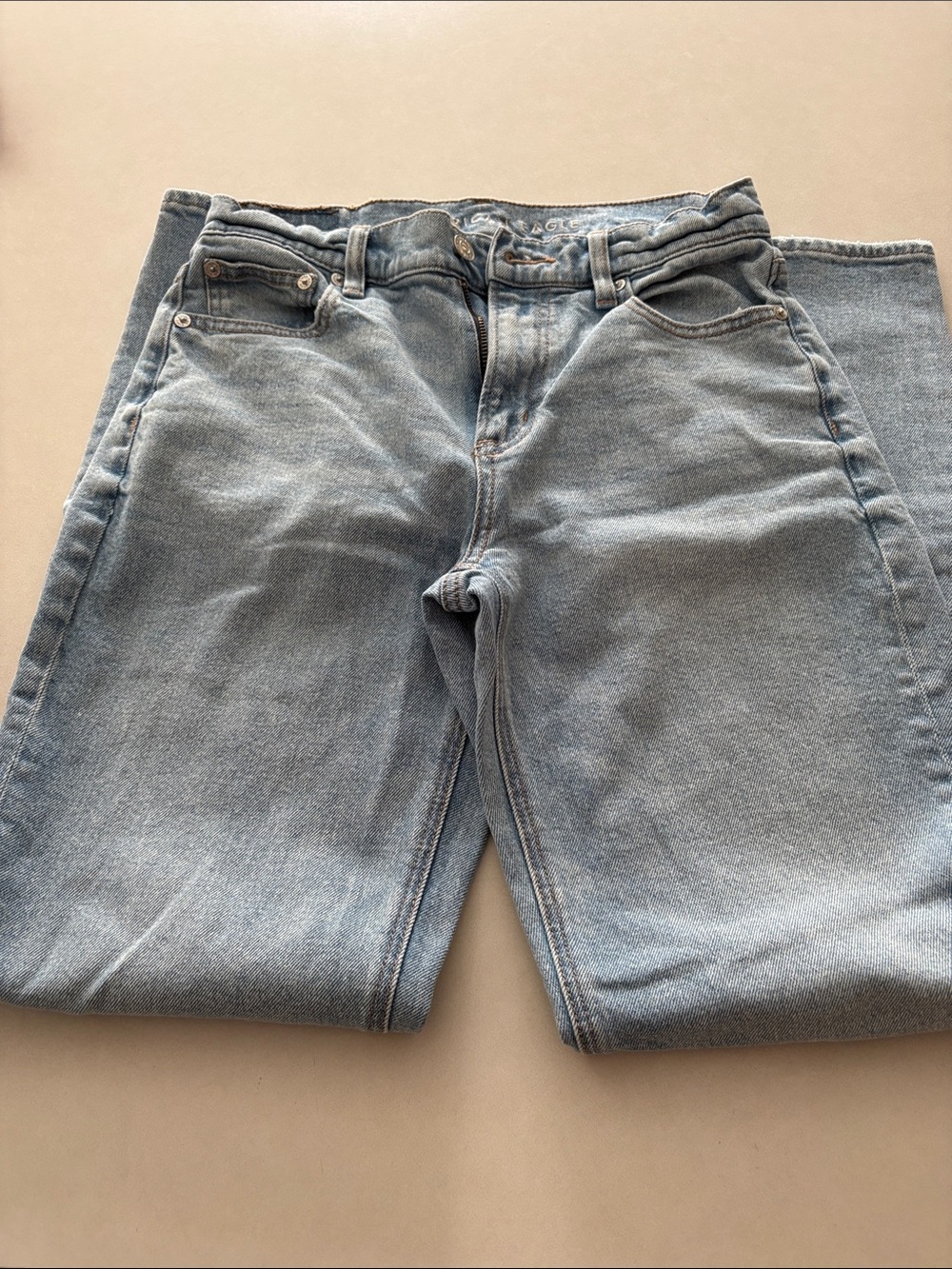 American Eagle super high-rise, straight jeans